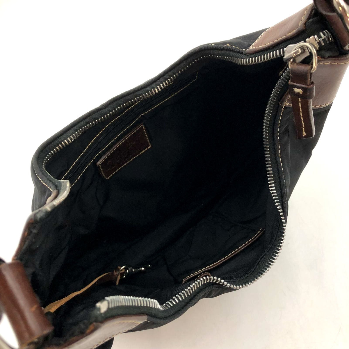 Vintage Dooney & Bourke Black Nylon Hobo Bag with Brown Leather Trim (+COA)