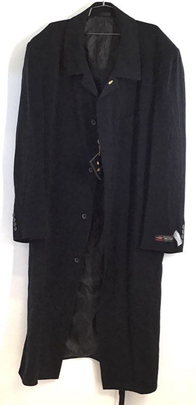 Falcone Men's Aero II Topcoat Black Belted Polyester Trench Jacket Sz 52L NWT