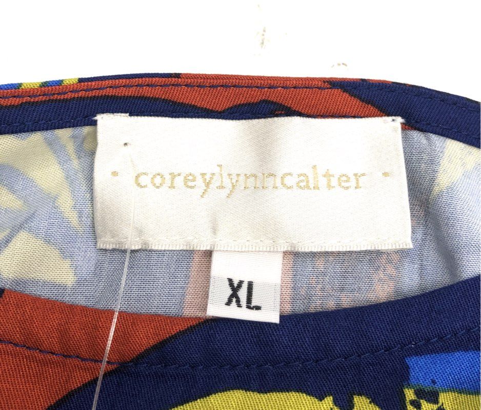 Corey Lynn Calter Women's Leaf Print Blouse Red Multicolor Anthropologie NWT XL