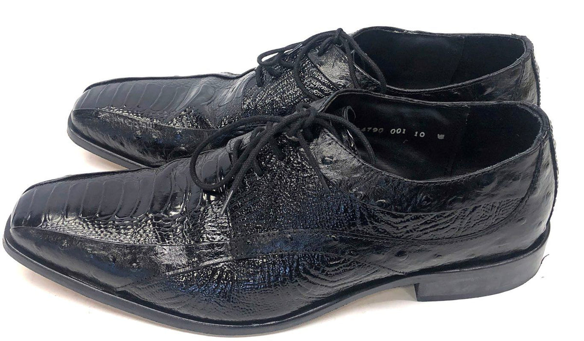 Stacy Adams Black Ostrich Leg Embossed Leather Oxford Dress Shoes Men's Size 10