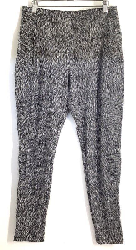 Athleta Women's Delancey Textured Moto Tight Black White Leggings Sz L
