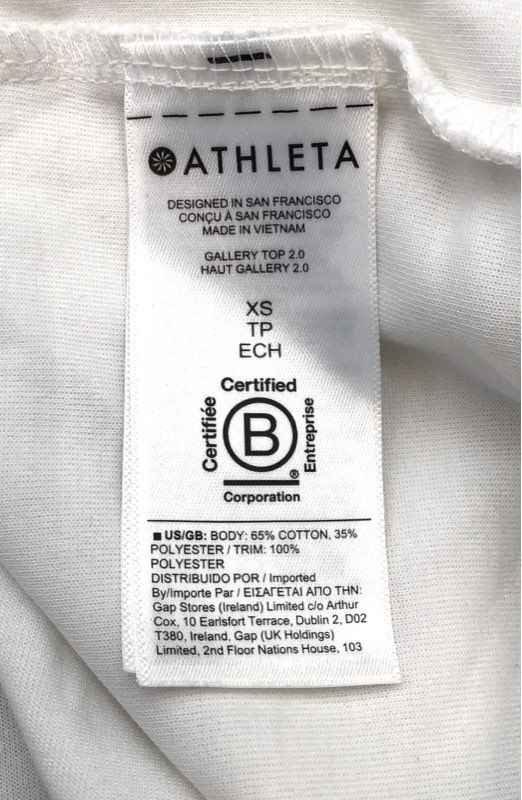 Athleta Women's White Gallery Top 2.0 Mixed Media Layered Shirt Tail Sz XS