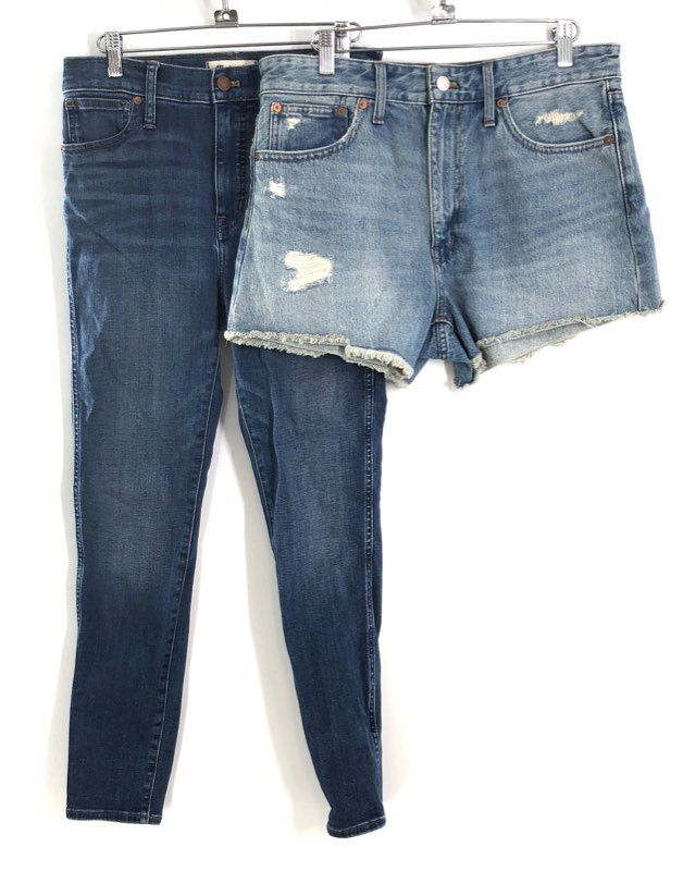 Madewell Women's High Rise Skinny Jeans & Relaxed Cutoff Denim Shorts Sz 27