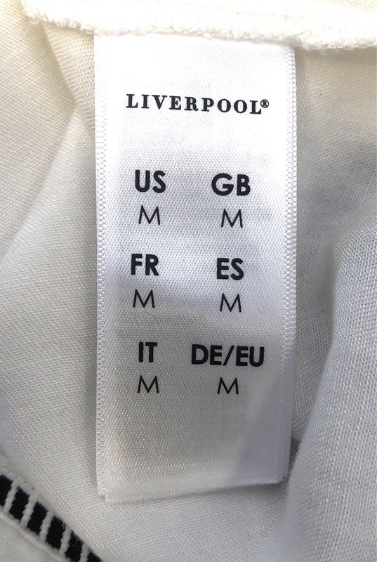 Liverpool Women's White V-Neck Bell Sleeve Blouse Crochet Trim Top Sz M