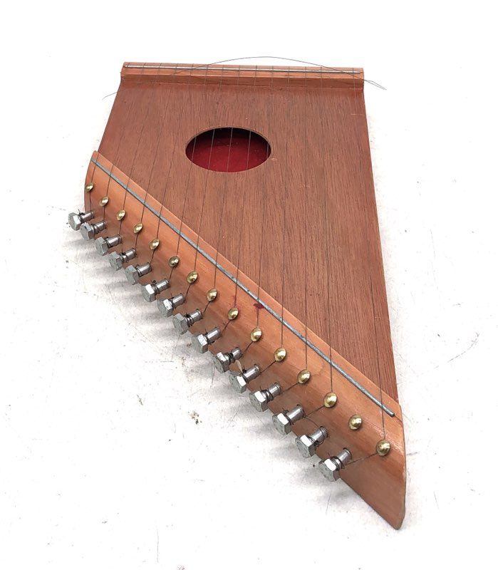 Vintage 15-String Lap Harp Plucked Psaltery Zither Mahogany Finish Wood