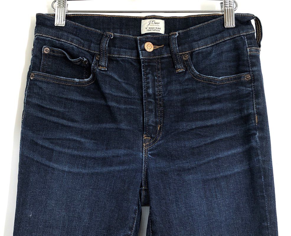 J.Crew Women's Dark Wash Blue 9" High-Rise Toothpick Skinny Jeans Sz 27