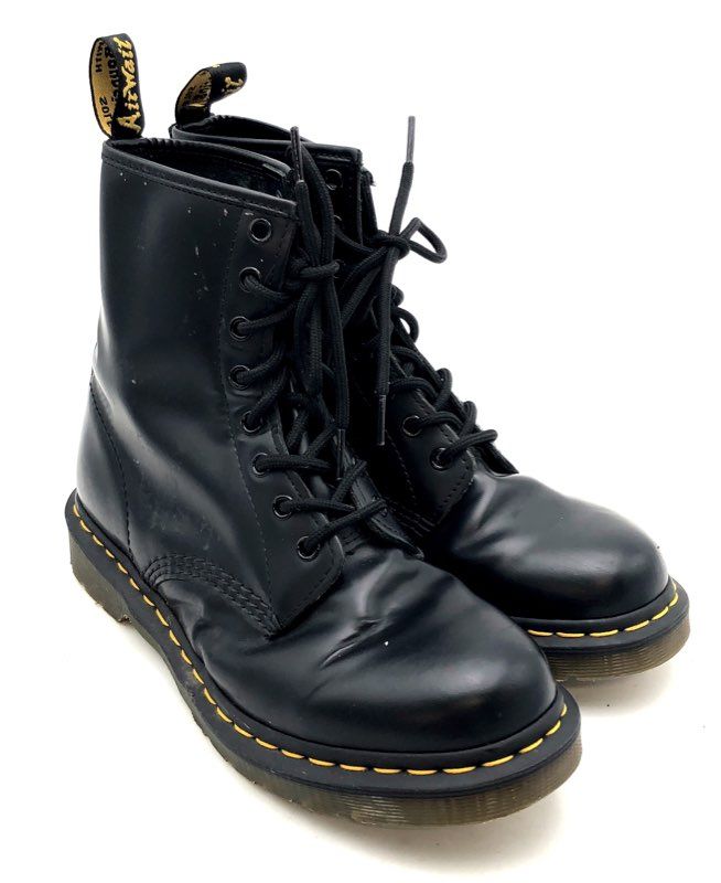 Dr. Martens 1460 Black Smooth Leather 8-Eye Lace Up Boots Women's Size 9