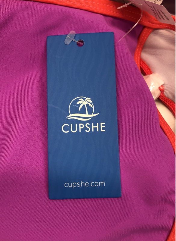 Cupshe Women's Purple Orange One Piece Swimsuit Cutout Deep V-Neck Sz XL NWT