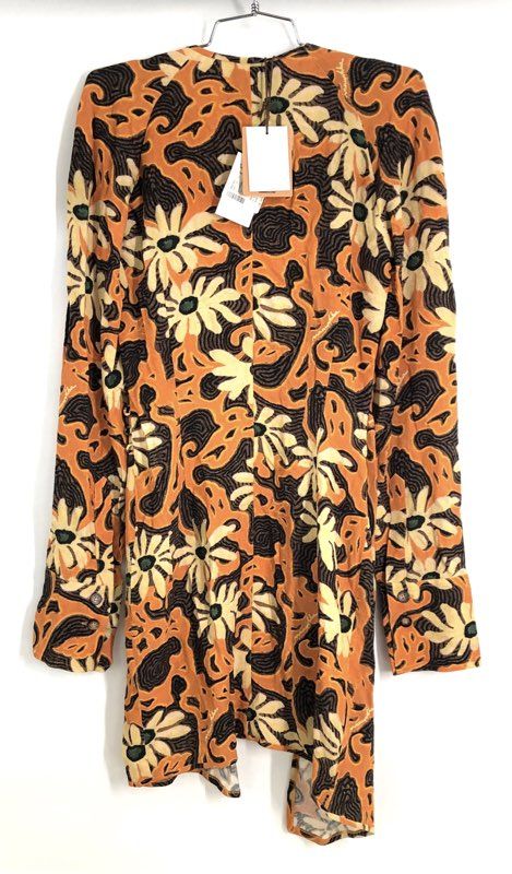 Nanushka Women's Orange Dovera Floral Print Crepe Wrap Dress Sz S NWT