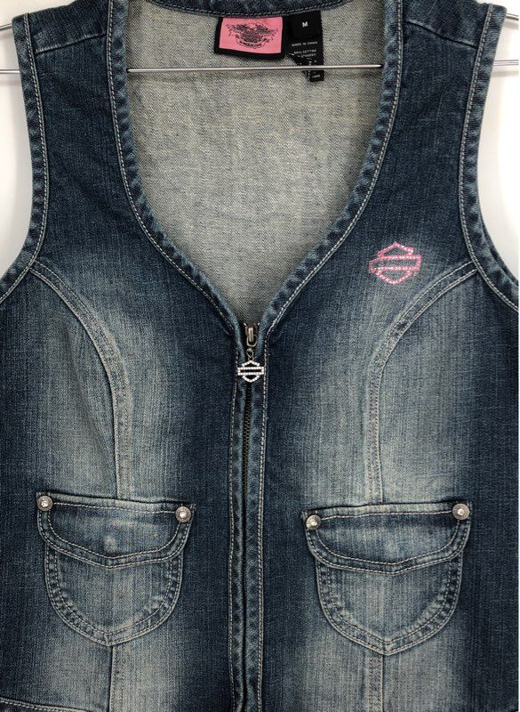 Harley-Davidson Women&#39;s Blue Denim Vest - Size Medium