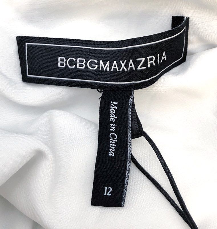 BCBGMAXAZRIA Women's Off White Eyelet Cutout V-Neck Midi Dress Sz 12 NWT