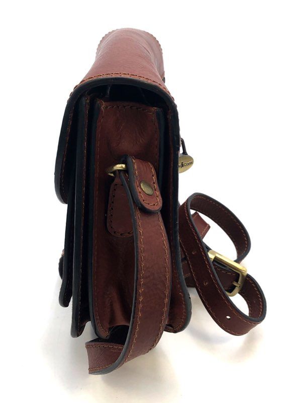 Gianni Conti Brown Leather Multi-Compartment Crossbody Shoulder Bag