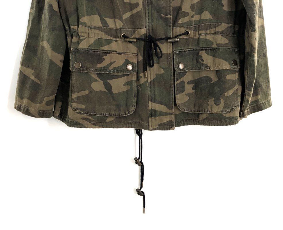 [BLANKNYC] Women's Green Camo Cotton Utility Jacket Full Zip Snap Sz XS