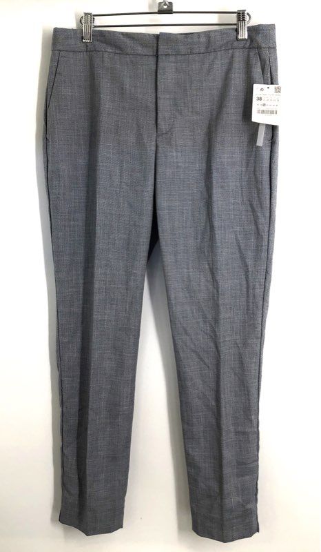 Zara Basic Women's Gray Micro Textured Herringbone Dress Pants Trousers NWT Sz 6