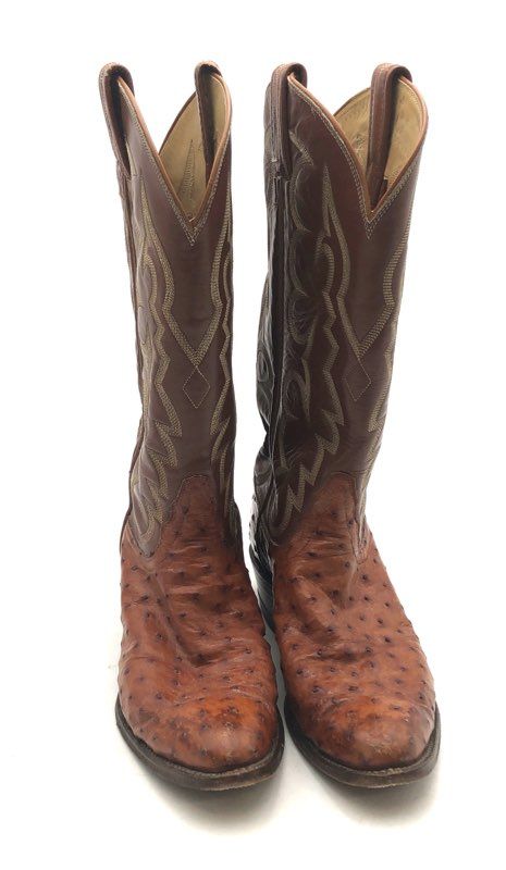 Tony Lama 8134 Brown Full Quill Ostrich Western Cowboy Boots Women's Size 7.5 B