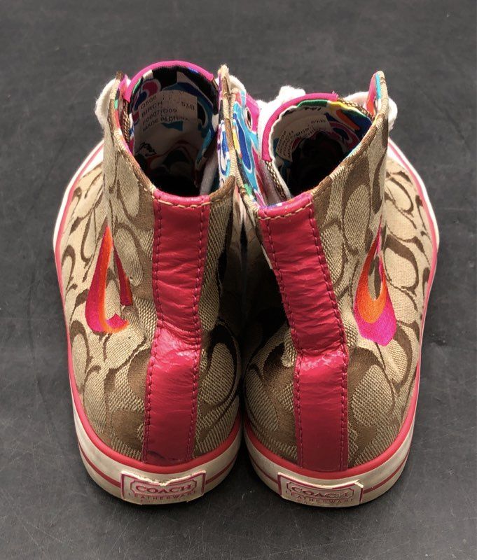 Coach Boni Signature Canvas Birch High Top Sneakers Women's Size 5.5