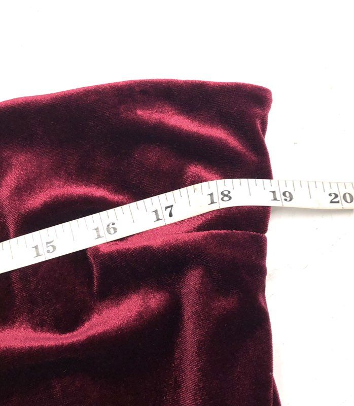 BHLDN Women's Red Berry Velvet Strapless Gown High Slit Floor Length NWT Sz XL