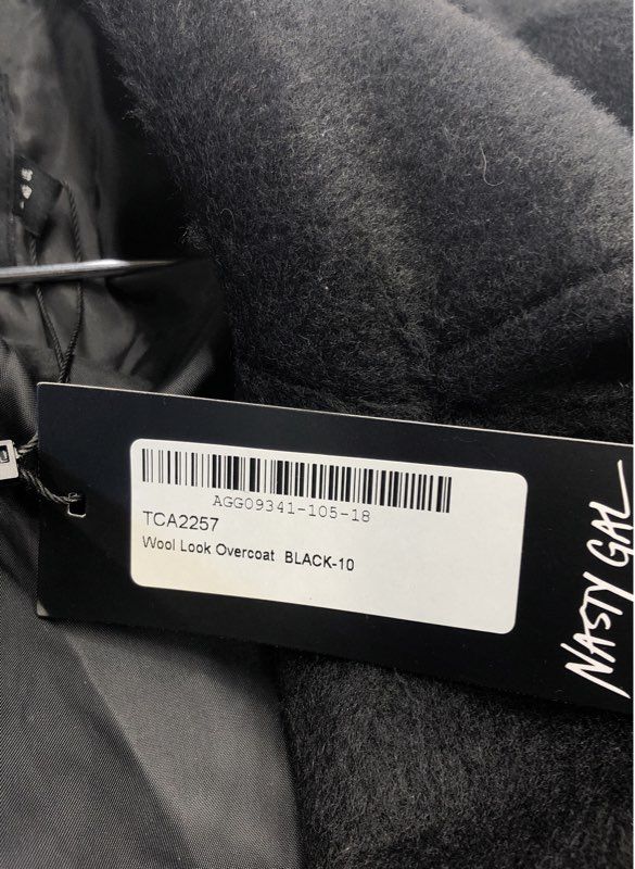 NWT Nasty Gal Collection Women's Black Overcoat - Size 6