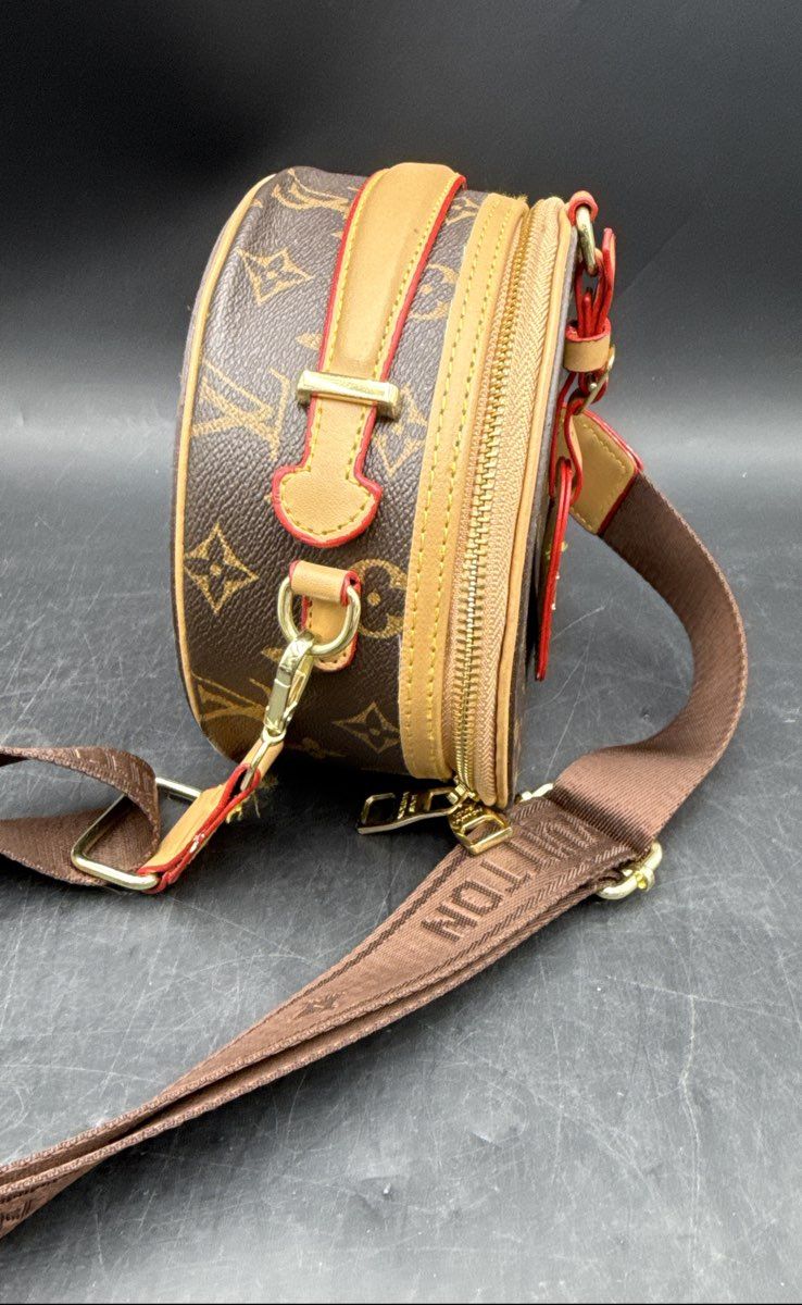 LV Inspired Monogram Print Round Circle Crossbody Bag Purse Not Authentic