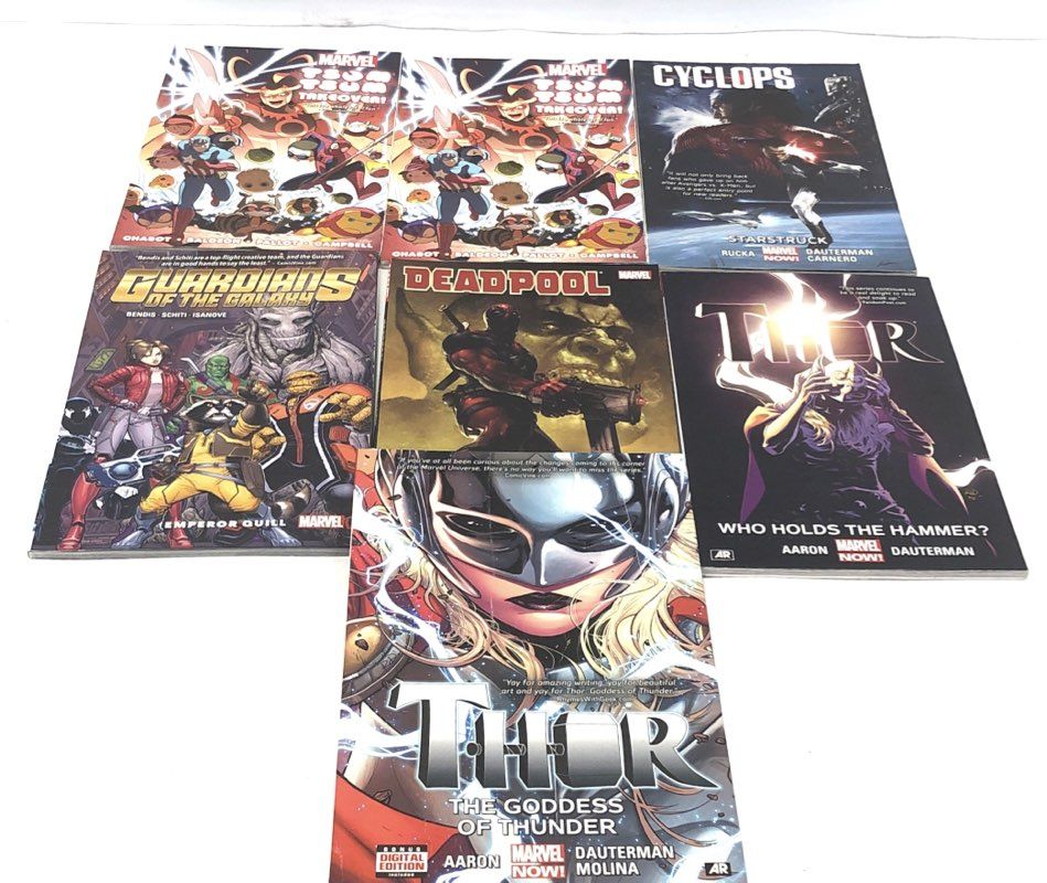 Thor Goddess of Thunder + 7 Marvel Comics Graphic Novel TPB Lot Deadpool