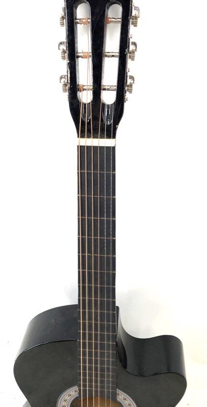 Lagrima Black 6-String Acoustic Guitar With Stand