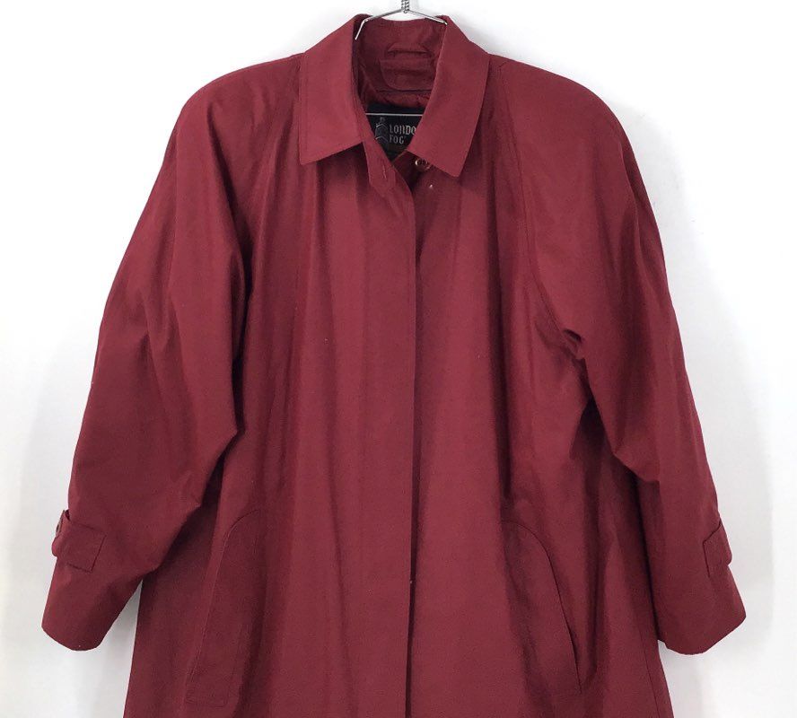 Vintage London Fog Women's Red Trench Coat - Size 16
