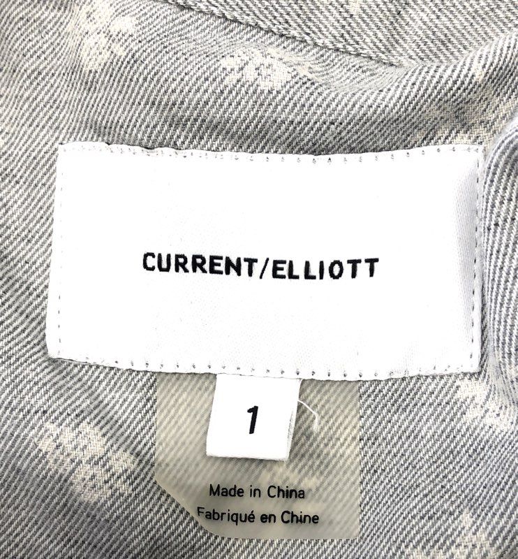 Current/Elliott Women's Gray Floral Button Down Shirt Raw Hem Distressed Sz 1