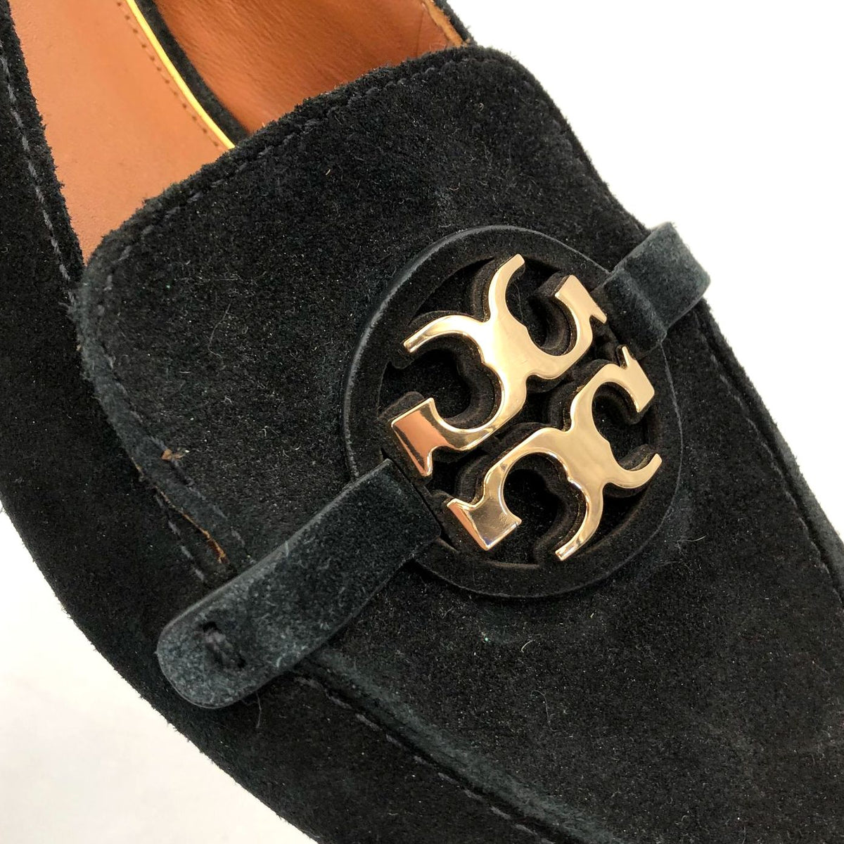 Tory Burch 'Metal Miller' Women's Black Suede Loafers with Logo - Size 10 (+COA)