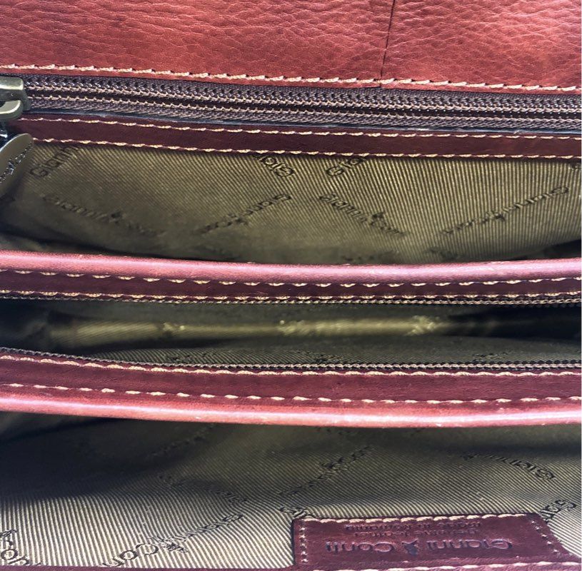 Gianni Conti Brown Leather Multi-Compartment Crossbody Shoulder Bag