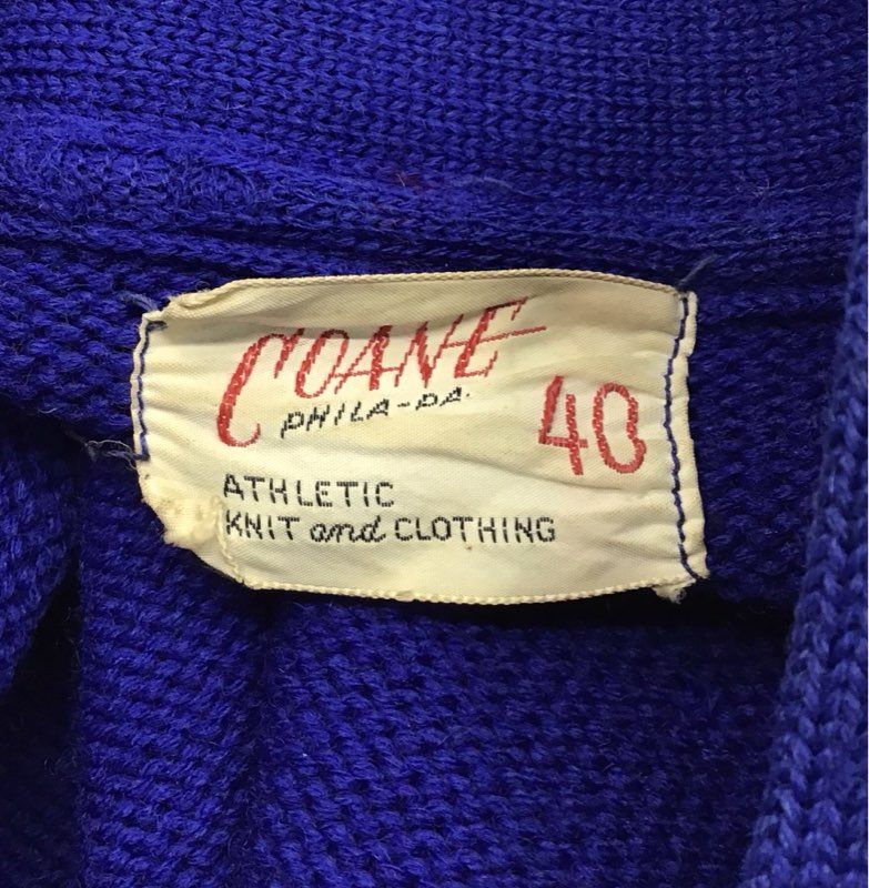 Vintage 60s Coane Philadelphia Athletic Knit Letterman Cardigan Jacket Sz 40