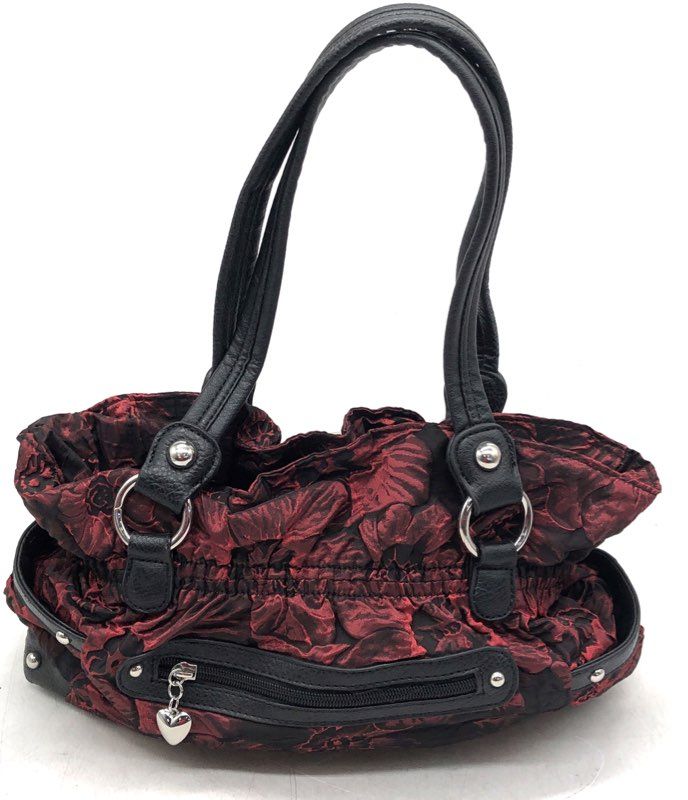 NWT Wilsons Leather Red Black Floral Shoulder Bag