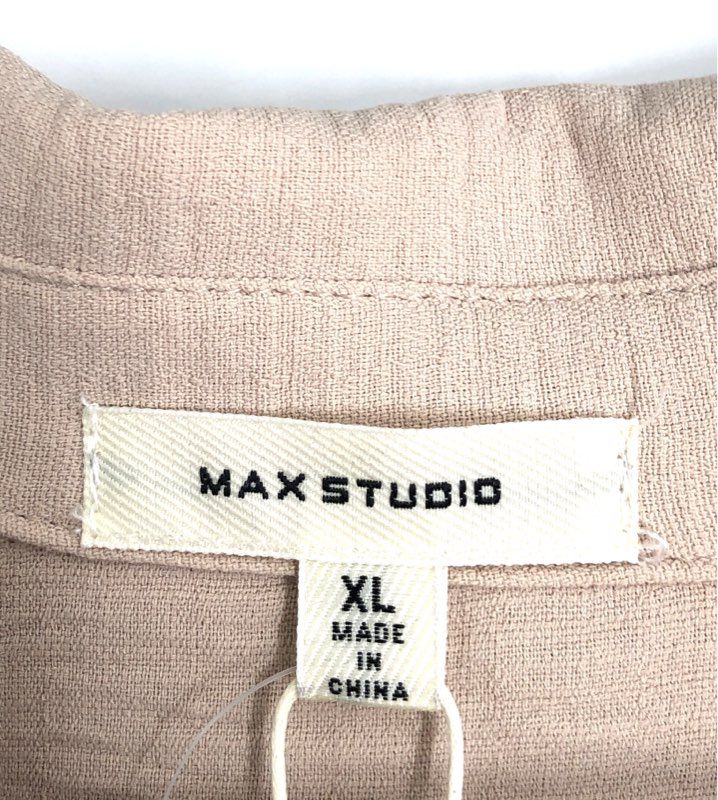 Max Studio Women's Papyrus Beige Textured Button Front Shirt Midi Dress XL NWT