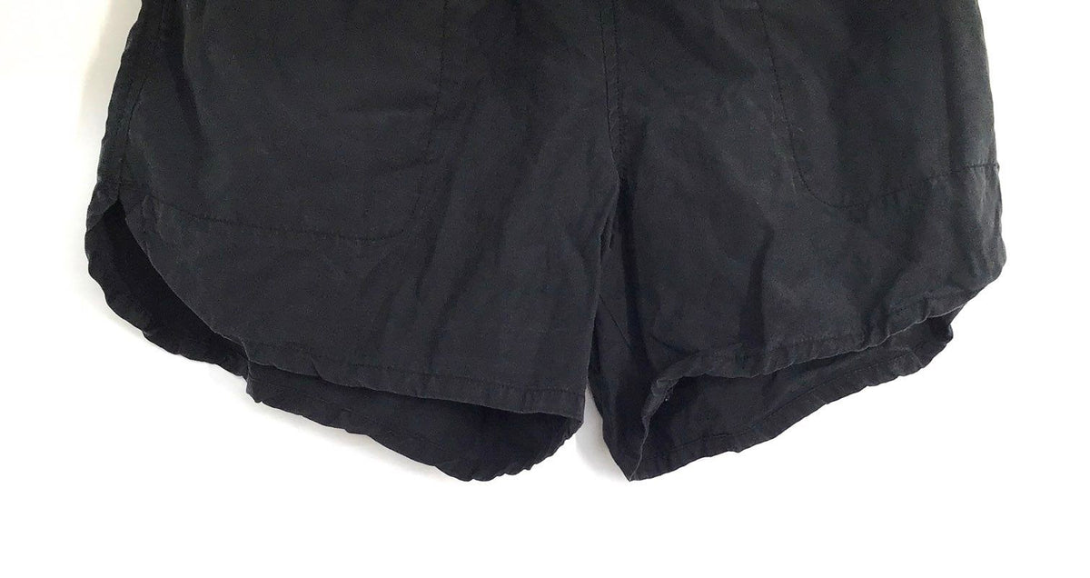 John Elliott Men's Black Belted Twill Shorts Elastic Waist Sz 0