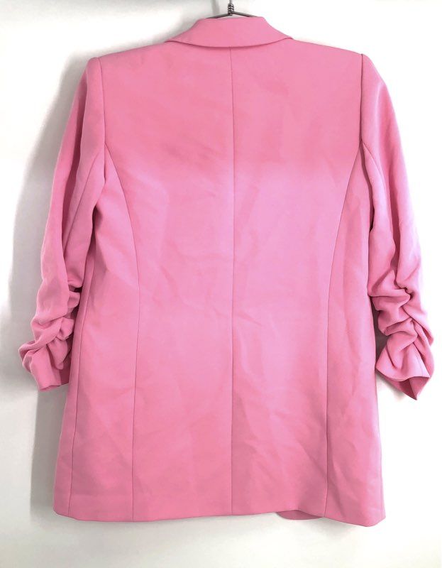 Gianni Bini Women's Pink Jemma Blazer Ruched 3/4 Sleeve Open Front NWT Size 2