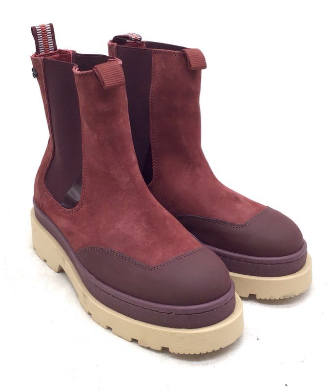 Scotch & Soda Aubri Burgundy Suede Lug Sole Chelsea Boots New Women's Size 38