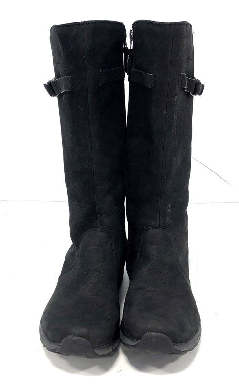 Eddie Bauer Women's Black Suede Knee High Zip Comfort Boots Size 8.5