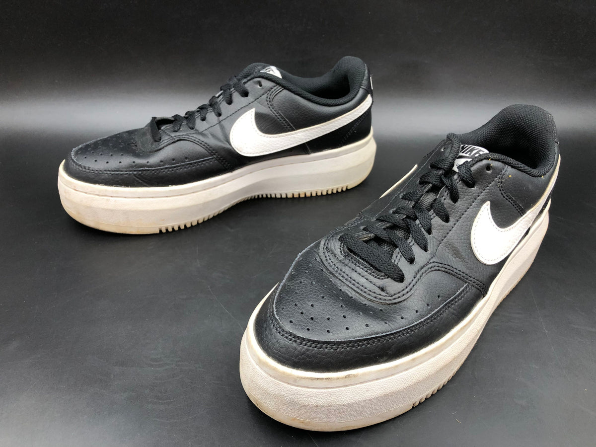 Nike Women's Court Vision Alta Black White Platform Low Top Sneakers Size 8