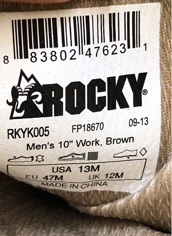 Rocky Men&#39;s RKYK005 Brown Mid-Calf Round Toe Work Boots - Size 13M