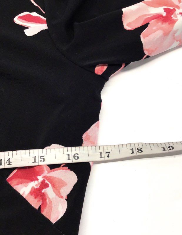 Lauren Ralph Lauren Women's Dress Black Pink Floral Bell Sleeve Sheath Sz 4 NWT