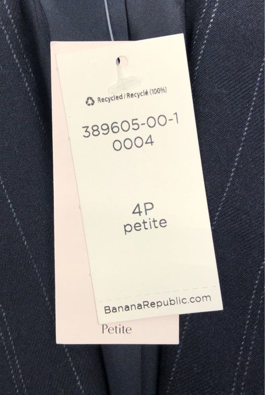 Banana Republic Women's Navy Pinstripe Single Button Blazer Jacket Sz 4P NWT