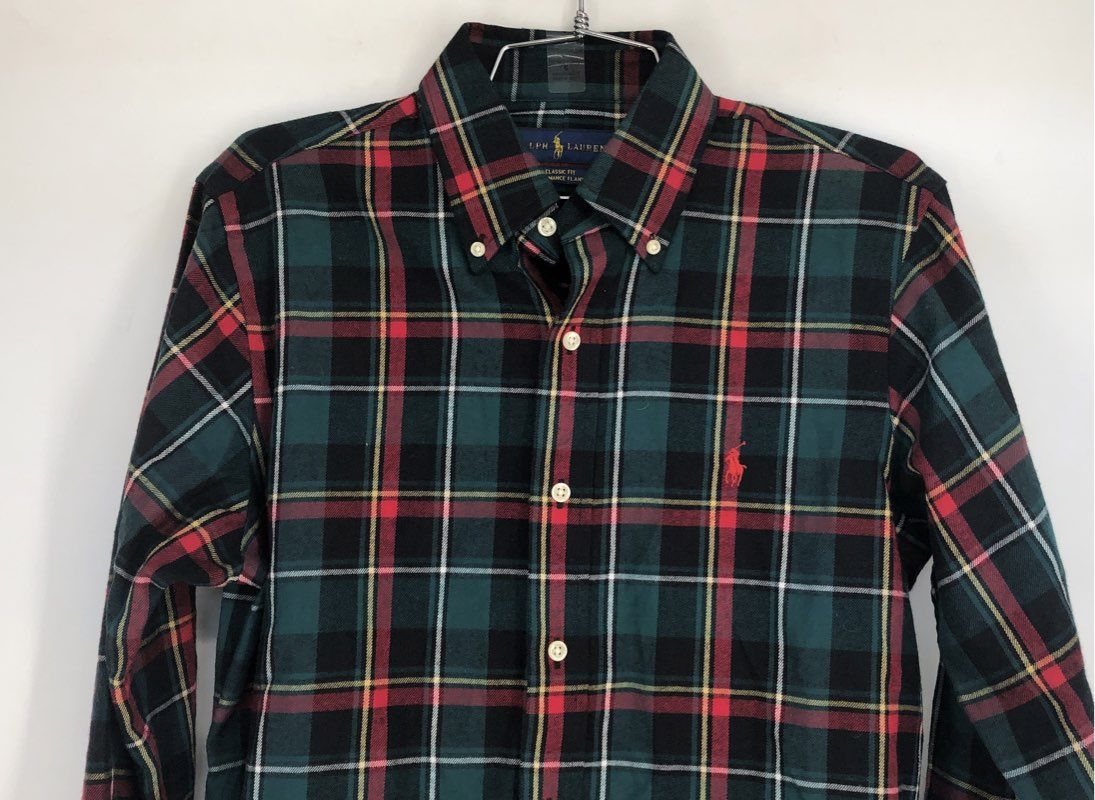 Ralph Lauren Men's Multicolor Plaid Flannel Button-Up Shirt - Size S