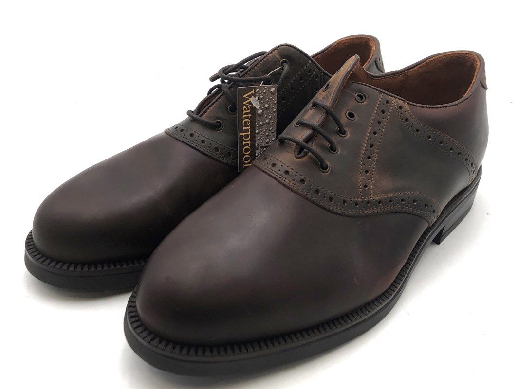 Johnston & Murphy Waterproof Brown Leather Saddle Oxford Shoes Size 12 W