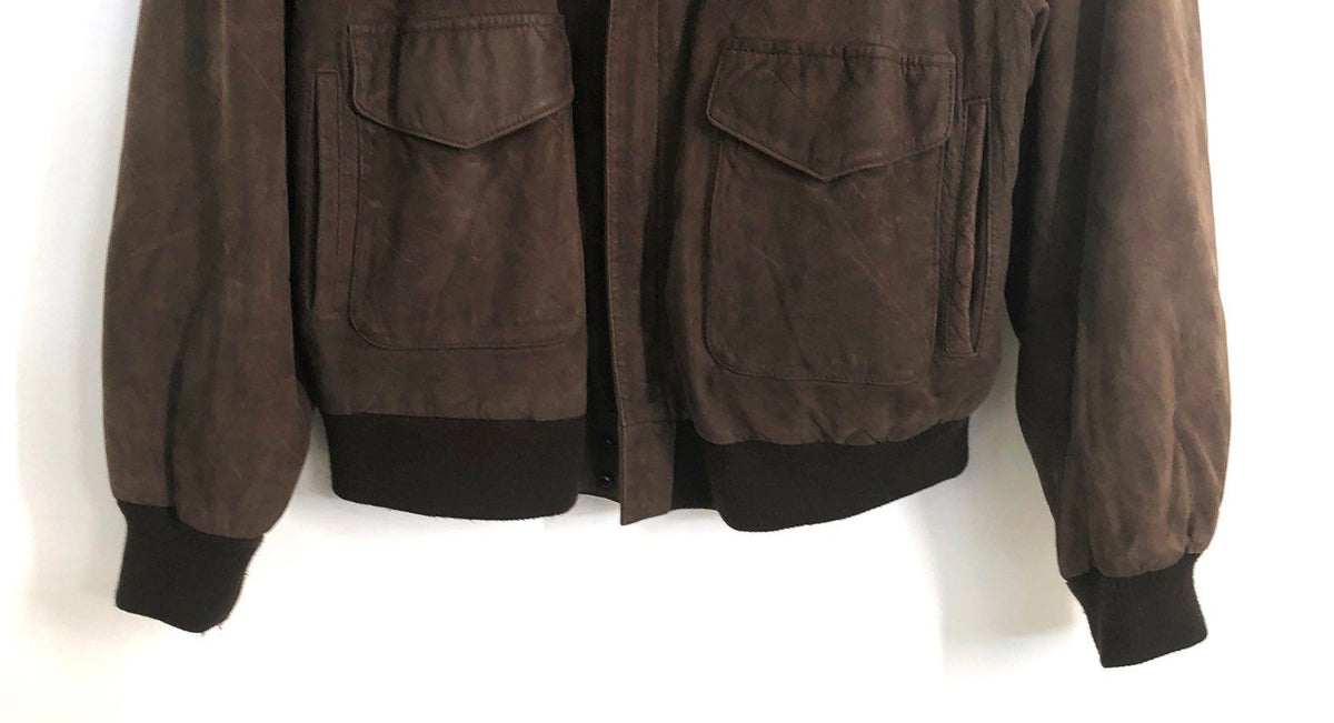 Vintage 90s G-III Men's Brown Leather Bomber Jacket Global Identity Map Sz XL