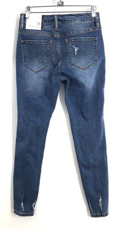 KanCan Women's High Rise Skinny Exposed Button Fly Distressed Jeans NWT Sz 3/25