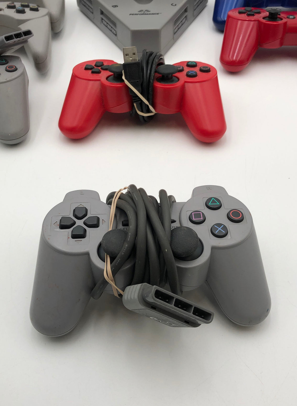 PlayStation Controller Lot of 5 for PS1 PS2 PS3 & Performance Multitap Adapter