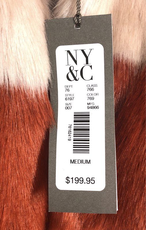 Eva Mendes Women's Multicolor Striped Colorblock Faux Fur Coat NWT Size M