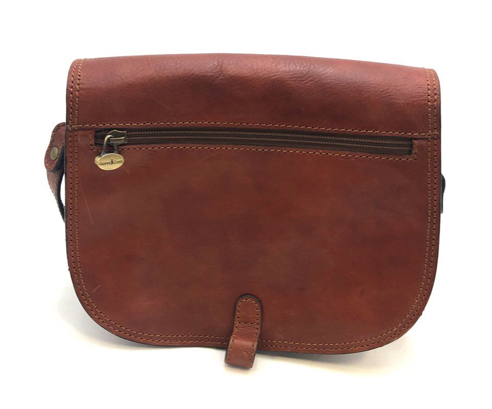 Gianni Conti Brown Leather Multi-Compartment Crossbody Shoulder Bag