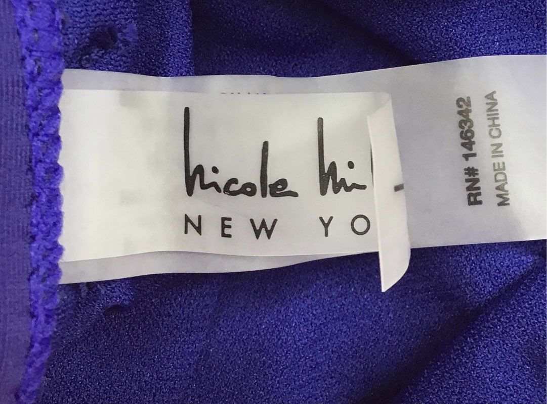 Nicole Miller Women's One-Piece Swimsuit Navy Coral Convertible Ruched Sz L NWT