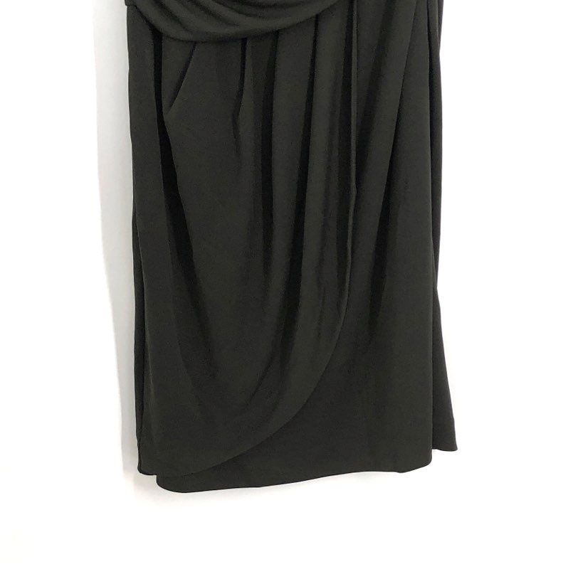 Vince Camuto Women's One Shoulder Draped Ruched Dark Olive Green Dress Sz 2 NWT