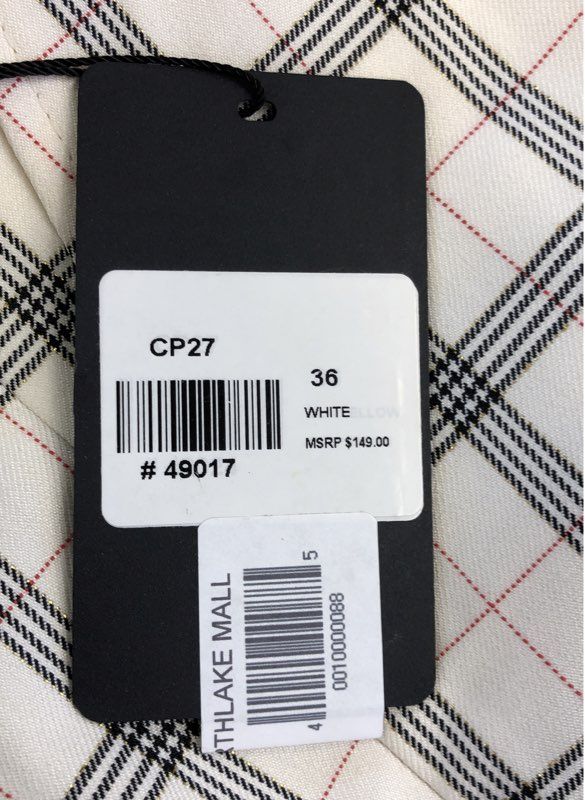 NWT Barabas Women's White Plaid Dress Pants - Size 36